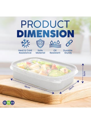 [Pack of 10] Rectangular Kraft Paper 500 ml Disposable Meal Boxes with Lids - Heavy-Duty, Microwave-Safe, Leak-Resistant Takeaway Containers for Hot & Cold Food, Meal Prep, BBQ, Salads - view 2